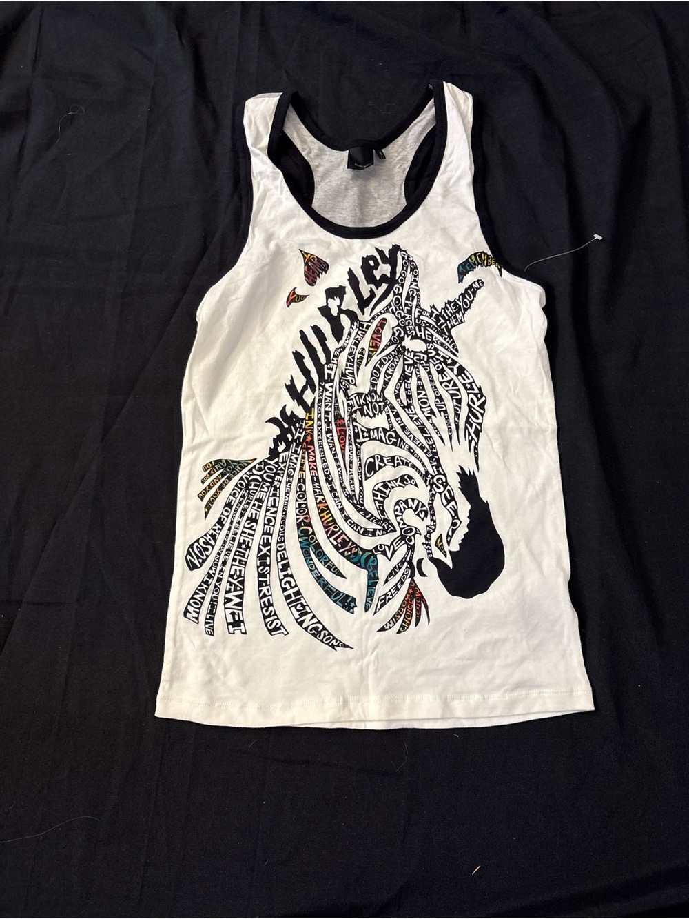 Hurley White Zebra Graphic Tank with Black Trim - Picture 2 of 7